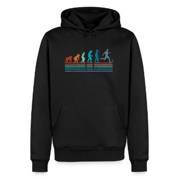 Vintage Retro Fußball Evolution - Männer Premium Bio Hoodie - Schwarz - Vorne - Nico (187cm)