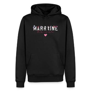 Marraine d’amour fleurs- idée cadeau marraine - Sweat à capuche Premium bio Homme - noir - Devant - Nico (187cm)