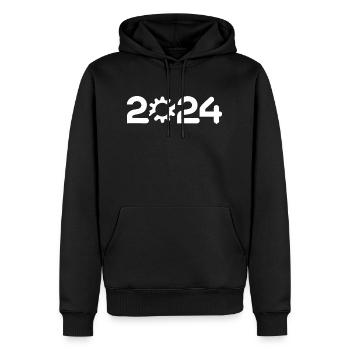 2024 - Men’s Premium Organic Hoodie - black - Front - Nico (187cm)