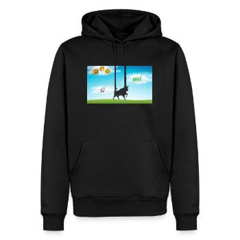 Börsenbulle im Börsenparadies - Männer Premium Bio Hoodie - Schwarz - Vorne - Nico (187cm)