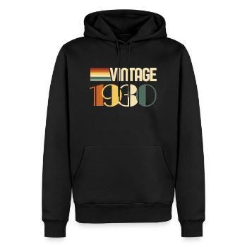 Vintage 1930-cadeau anniversaire 1930 - Sweat à capuche Premium bio Homme - noir - Devant - Nico (187cm)