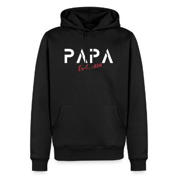 Neuer Papa Papa Est 2024 - Männer Premium Bio Hoodie - Schwarz - Vorne - Nico (187cm)