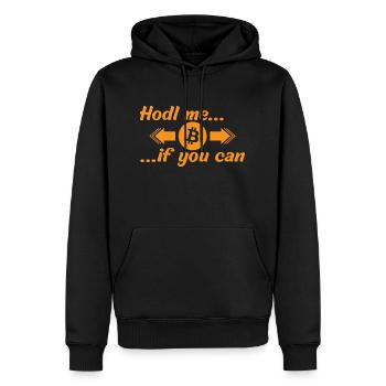 BTC Halte mich, wenn du kannst - Männer Premium Bio Hoodie - Schwarz - Vorne - Nico (187cm)
