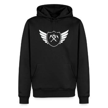 wappen shield dachdecker 1 - Männer Premium Bio Hoodie - Schwarz - Vorne - Nico (187cm)