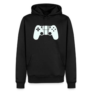 Gamer à la manette - Sweat à capuche Premium bio Homme - noir - Devant - Nico (187cm)
