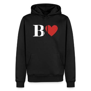 Buchstabe b rotes Herz - Männer Premium Bio Hoodie - Schwarz - Vorne - Nico (187cm)