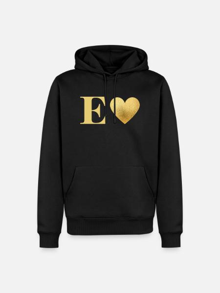 Letter e golden heart - Men’s Premium Organic Hoodie - black