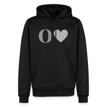Buchstabe o silbernes Herz - Männer Premium Bio Hoodie - Schwarz - Vorne - Nico (187cm)