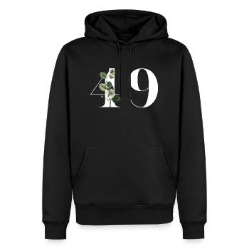 Nummer 49 Grüne Blumen - 49. Blumengeburtstag - Männer Premium Bio Hoodie - Schwarz - Vorne - Nico (187cm)