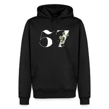 Nummer 57 Blumengrün - 57. Blumengeburtstag - Männer Premium Bio Hoodie - Schwarz - Vorne - Nico (187cm)
