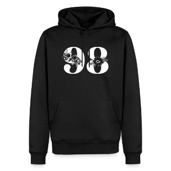 Nummer 98 Schwarze Blumen - 98. Blumengeburtstag - Männer Premium Bio Hoodie - Schwarz - Vorne - Nico (187cm)