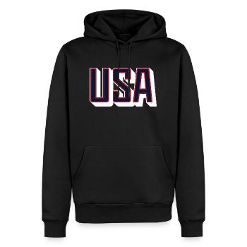 USA 2024 - Men’s Premium Organic Hoodie - black - Front - Nico (187cm)