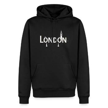 London Skyline Geschenkidee - Männer Premium Bio Hoodie - Schwarz - Vorne - Nico (187cm)