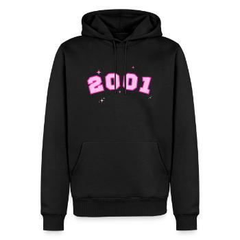 2001 rose étoile - Sweat à capuche Premium bio Homme - noir - Devant - Nico (187cm)