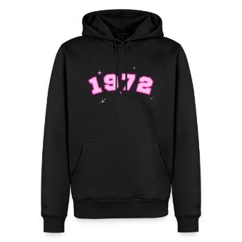 1972 rose étoile - Sweat à capuche Premium bio Homme - noir - Devant - Nico (187cm)