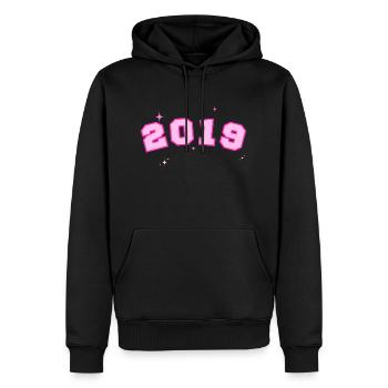 2019 Rosa Stern - Männer Premium Bio Hoodie - Schwarz - Vorne - Nico (187cm)