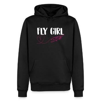 Fly Girl - Cool Female Pilot Aviation Airplane - Men’s Premium Organic Hoodie - black - Front - Nico (187cm)
