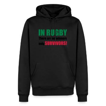 rugby - Männer Premium Bio Hoodie - Schwarz - Vorne - Nico (187cm)