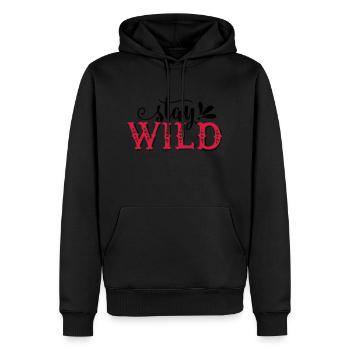 Stay Wild - Männer Premium Bio Hoodie - Schwarz - Vorne - Nico (187cm)