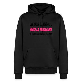 Une marseillaise oui ... - Sweat à capuche Premium bio Homme - noir - Devant - Nico (187cm)