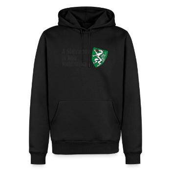 A Steirabua is koa Nudlrucka Wappen Steiermark - Männer Premium Bio Hoodie - Schwarz - Vorne - Nico (187cm)