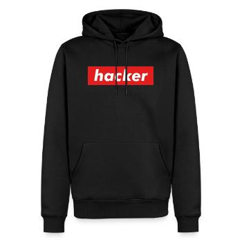 Hacker - Sweat à capuche Premium bio Homme - noir - Devant - Nico (187cm)