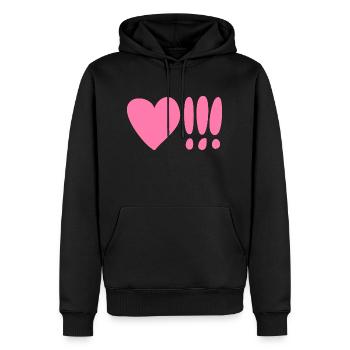 Herz mit Ausrufezeichen Pink - Männer Premium Bio Hoodie - Schwarz - Vorne - Nico (187cm)
