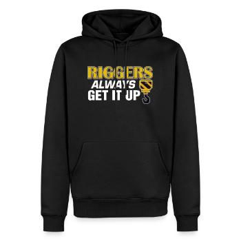 Les travailleurs du champ d’huile Rigger obtiennent toujours profession - Sweat à capuche Premium bio Homme - noir - Devant - Nico (187cm)