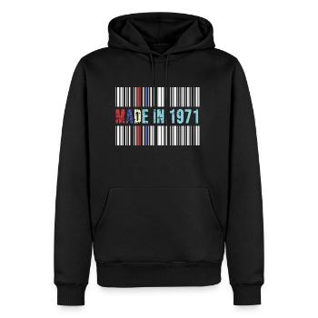 1971 birthday 51 years 51st anniversary retro barcode - Men’s Premium Organic Hoodie - black - Front - Nico (187cm)