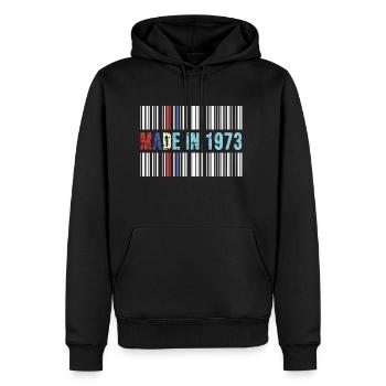 1973 birthday 49 years 49th anniversary retro barcode - Men’s Premium Organic Hoodie - black - Front - Nico (187cm)