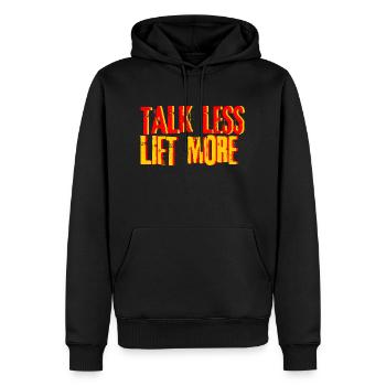Parler moins soulever plus 6 - Sweat à capuche Premium bio Homme - noir - Devant - Nico (187cm)