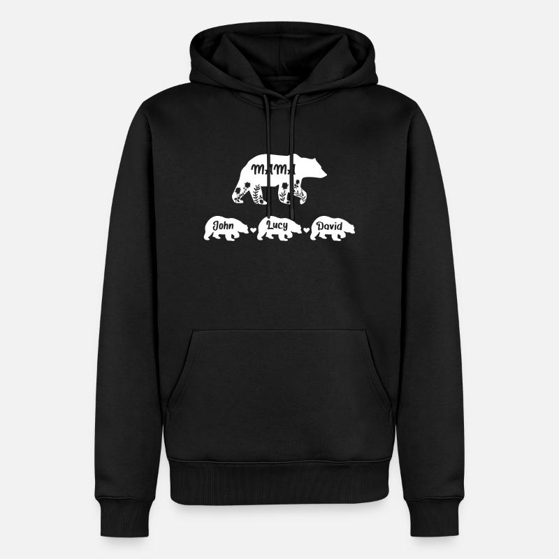 Mama Bär - Männer Premium Bio Hoodie - Schwarz