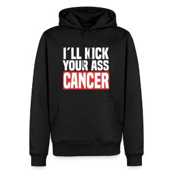 I'll Kick Your Ass Cancer - Männer Premium Bio Hoodie - Schwarz - Vorne - Nico (187cm)