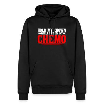 Hold My Crown While I Finish My Chemo 34 - Men’s Premium Organic Hoodie - black - Front - Nico (187cm)
