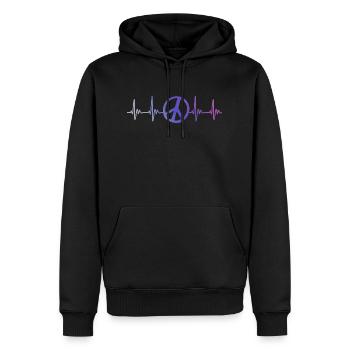 Frieden Puls Herz Herzschlag Freiheit EKG Bunt - Männer Premium Bio Hoodie - Schwarz - Vorne - Nico (187cm)