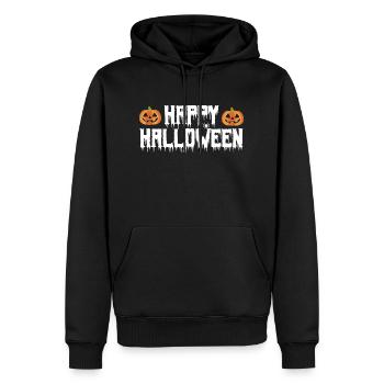 happy Halloween. joyeux halloween. - Sweat à capuche Premium bio Homme - noir - Devant - Nico (187cm)