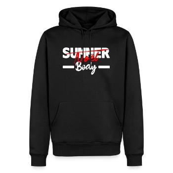noel body - humour noël - Sweat à capuche Premium bio Homme - noir - Devant - Nico (187cm)