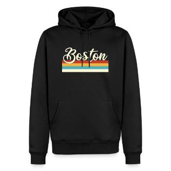 Boston - Massachusetts - Retro - Vintage - USA - Männer Premium Bio Hoodie - Schwarz - Vorne - Nico (187cm)