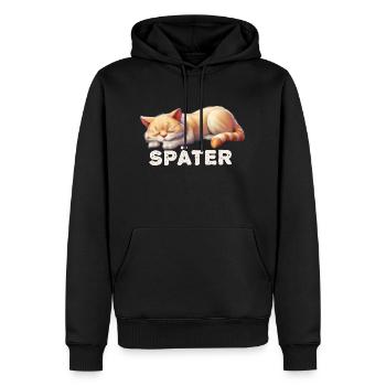 Chat endormi, je le ferai plus tard - Sweat à capuche Premium bio Homme - noir - Devant - Nico (187cm)