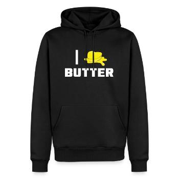 Ich liebe Butter - Männer Premium Bio Hoodie - Schwarz - Vorne - Nico (187cm)