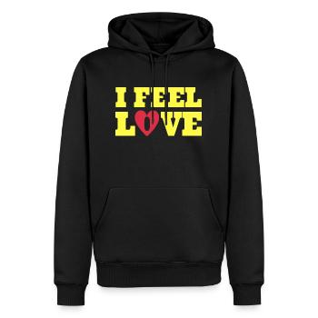 Je ressens de l’amour - Sweat à capuche Premium bio Homme - noir - Devant - Nico (187cm)