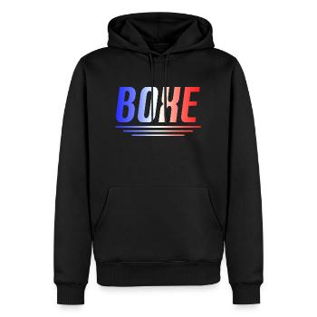 BOXE BOXEUR BOXEUSE CADEAU SPORT FRANCE - Sweat à capuche Premium bio Homme - noir - Devant - Nico (187cm)