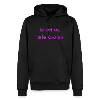 ich bin künstlerin pinsel metallic violett 2 - Männer Premium Bio Hoodie - Schwarz - Vorne - Nico (187cm)
