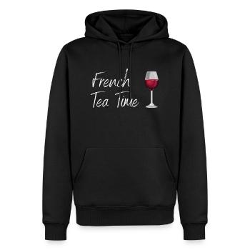 French Tea Time, T-shirt apéro humour français 😄 - Sweat à capuche Premium bio Homme - noir - Devant - Nico (187cm)