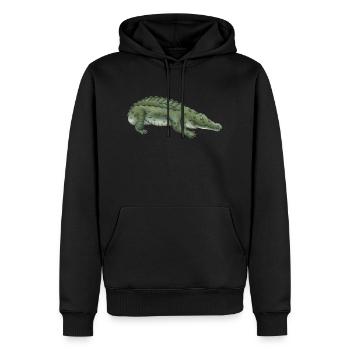 Krokodil - Männer Premium Bio Hoodie - Schwarz - Vorne - Nico (187cm)