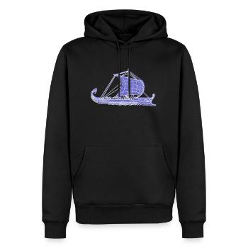 "Argo", Boho Line Art Design, Series "Greece" - Men’s Premium Organic Hoodie - black - Front - Nico (187cm)