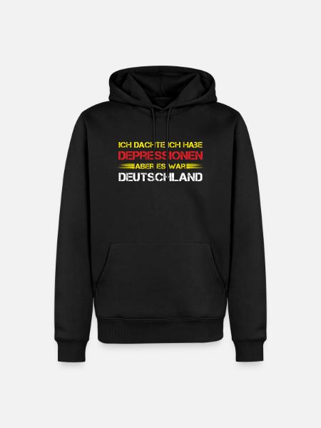 Ich dachte ich habe Depressionen es war Deutschtla - Männer Premium Bio Hoodie - Schwarz