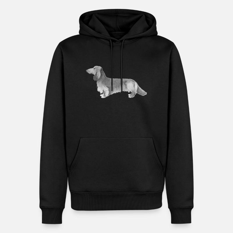 Dackel - Dackel Langhaar - Männer Premium Bio Hoodie - Schwarz
