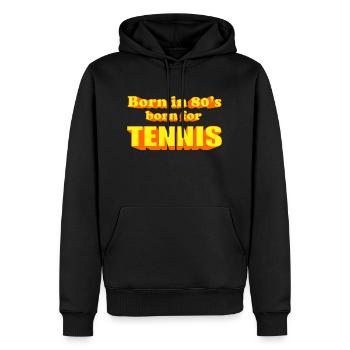 né pour le TENNIS 80 S - Sweat à capuche Premium bio Homme - noir - Devant - Nico (187cm)