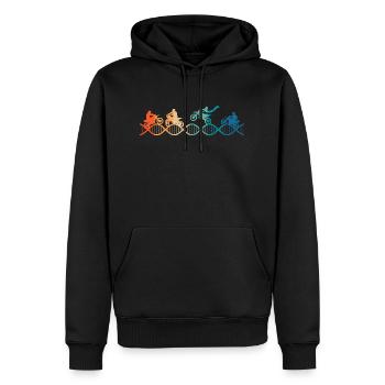 Motorradfahren liegt mir im Blut - Männer Premium Bio Hoodie - Schwarz - Vorne - Nico (187cm)